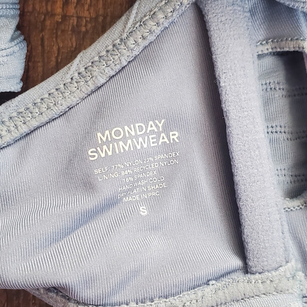 Monday Swimwear Light Blue Ribbed String Bikini - Picture 4 of 7
